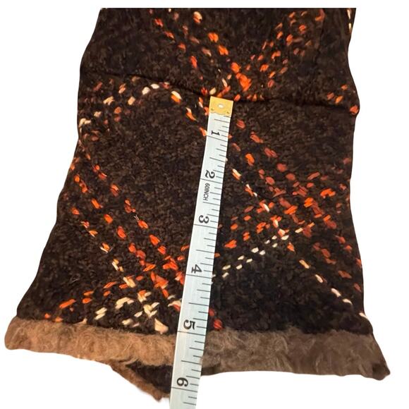 An Ren New York Vintage Plaid Wool Blend Bouclé Coat, Faux Shearling Trim Size S - Picture 11 of 12